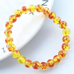 Strand Amber Crystal Bead Armband för kvinnor 8mm Gemstone Jewelry