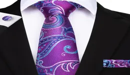 Hi Tie Set di cravatte di alta qualità Viola floreale 100 cravatte in tessuto jacquard di seta per uomo formale Bussiness Wedding N71234014205