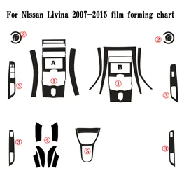 För Nissan Livina 2007-2015 Interiörens centrala kontrollpaneldörrhandtag Kolfiberklistermärke Dekaler Bilstyling Accessorie