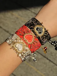 Bangle Yuokiaa اليابانية حبة Pulseras Miyuki سوار القلب الأساور للنساء الصداقة بوهو المصنوعة يدويا المجوهرات المنسوجة pulseras أنثى