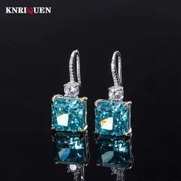 Knot 2021 Trend 100% 925 Sterling Silver 10*10mm Mint Green Tourmaline Hook Earrings for Women Gemstone Wedding Fine Jewelry Gifts