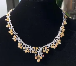 사슬 순수 18k 금 보석 AU750 G18K 자연 자연 옐로우 다이아몬드 28ct 펜던트 여성용 목걸이