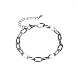 Link Bracelets Stainless Steel Multi Shape Punk Bracelet Curb Cuban Thick Chain Silver Color & Gun Black Bangle For Men Women Jewelry