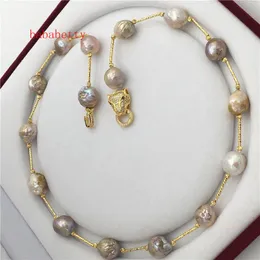 Necklaces New Natural Freshwater Culture Multicolor Edison Nucleus Irregular Pearl Necklace Leopard Head clasp