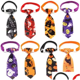 Dog Apparel Halloween Pet Tie Fashion Print Pumpkin Skl Dogs Bow Ties Party Decoration Supplies 8 Styles Drop Delivery Home Garden Dhtn8