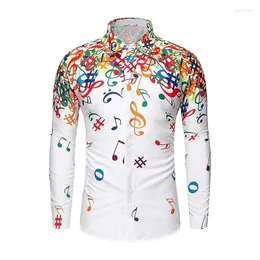 Men's Casual Shirts Men's Shirt Note Graphic Stylish Novel Lapel Long Sleeve White Blue Black Spring Summer Quality Material Plus Size