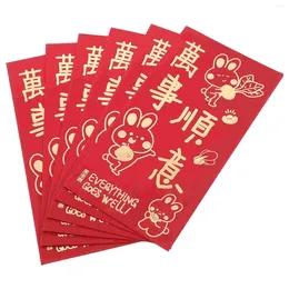 Embrulhado de presente 6 pcs ornamentos vermelhos pacotes de dinheiro sortudo envelopes festivos no bolso do festival de primavera