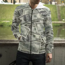 Men's Hoodies 3D Print USD U.S. Dollar Rills Money Zip Up Men Women Sweatshirts Fashion Harajuku Hoodie Cool Casual Coat Clothes