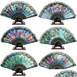 Arts And Crafts Lace Folding Fan Plastic Summer Classical Craft Show Performance Dance Creative Gift Drop Delivery Home Garden Dhixw