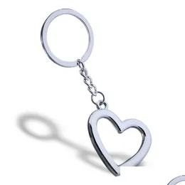 Keychains Lanyards Hjärtformad metall Keychain Pendant Romantisk par Key Ringkedjemodtillbehör Drop Delivery Dhipr