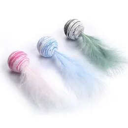 Toys Cat Cat Toy Star Ball Plus Feather EVA Material Material Luz Bola lançando Funny Toy Star Texture Ball Feather Toy para Cat Cat Supplie G230520