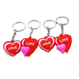 Keychains Lanyards Creative Love Keychain Pendant Pvc Peach Heart Key Chain Bag Decoration Keyring Valentines Day Gift Drop Delive Dhudj