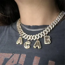 Necklaces AurolaCo Hip Hop Customized Name Necklace Personalized Cuban Chain Zircon Letter Necklace For Men Women Jewelry Gifts