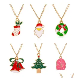 Hänge halsband julhalsband tecknad jultomten skl droppe oljeparty mode tillbehör gåva leverans smycken hängen dhioj