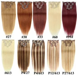 Thick Full Head 70g 100g Set Straight Clip In On Human Hair Extensions Cheap Remy Peruvian Hair Extentions Clip Ins 20 Colors Avai2394771
