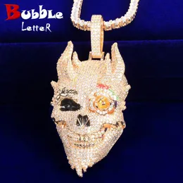 Necklaces Skull Men's Pendant Cubic Zircon Gold Color Plated Hip Hop Necklace Rock Jewelry