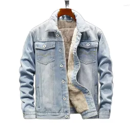 Herrjackor män casual smal outwear mode fleece tjock vinter herr jacka vindbrytare cowboy rockar denim varma jeans