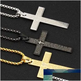 Colares pendentes Classic aço inoxidável Bíblia Colar Colar Men Hip Hop Jóias Moda Moda Gold Gun Gun Black Long Ch Dhgarden Dhmsx