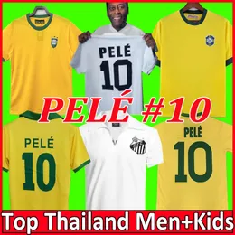 Retro #10 PELE soccer jerseys 1957 1970 Camiseta de futbol PAQUETA BRAZILS SANTOS football shirt brasil 22 23 maillots football shirt men kids sets kit uniforms