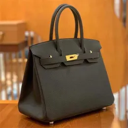 Original Platinum -Tasche Togo Bag Calb Leder 30 Vollnähte Wachsfaden Nähen Frauen -Leder Luxushandtasche