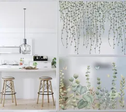 Naklejki na ścienne naklejki na okno szklany stereo papel de parede zielony liść roślina tropikalna las deszczowa tło dekoracje domowe 9802292