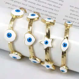 Bangle 8pcs أساور سلسلة ثعبان مطلي بالذهب مكتنزة للنساء للمينا الأزرق عيون الأساور التركية الهدية المجوهرات الأنيقة المحظوظة