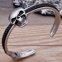 Bangle Gothic Skull Head Open Cuff Bangle for Man Men Men's Men Men Feth Stains Stail Fething Wristbands المجوهرات بالجملة