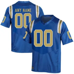 Jerseys de UCLA personalizadas personalizam homens da faculdade azul branca bandeira dos EUA Moda Tamanho adulto Futebol americano Desgaste de jersey Mix Pedido de Jersey