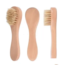 Bath Brushes Sponges Scrubbers Natural Bristles Cleansing Brush Portable Facial Exfoliating Mas Brushes Household Bathroom Suppli Dhk0G