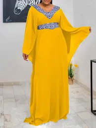 Casual jurken 2023 Vonda Boheemse maxi jurk dames zomer geproduceerde geplooide sexy v nek lange mouw losse feestvestidos gewaad femme