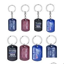 Keychains Lanyards 2024 Val Keychain Pendant Trump Rostfritt stål Lage Decoration Key Ring Creative Gift Drop Delivery Fashi Dhlwx
