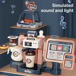 Kids Coffee Machine Toy Set com Sound Light Simulation Kitchen Toys Finge Play Shopping Ceanes Toys for Children