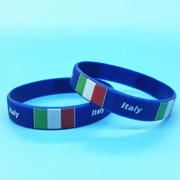 Armbänder 100 Stück Italien Flagge Muster Männer Frauen Sport Silikon Armband Land Armband Drucken Italien Gummi Handgelenk Riemen Armreif Geschenke