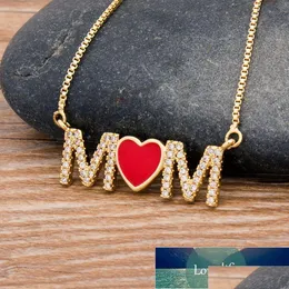 Colares pendentes Novo colar de coração cúbico de cobre de alta qualidade para mamãe mamã