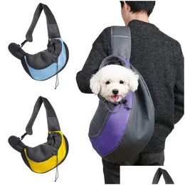 Dog Carrier Crossbody Pets Backpack Dogs Mesh Breathable Travel Bags Portable Cat And Shoder Bag 37X25Cm Drop Delivery Home Garden P Dhtwr