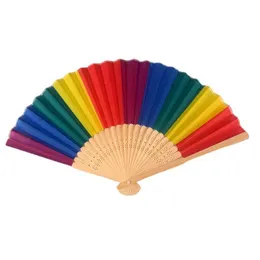 Konst och hantverk Rainbow Folding Fan Bamboo Silk Tyg Festival Decoration Stage Performance Dance Fans 38x21cm Drop Delivery Home Gar Dhqhc