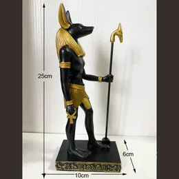 Decorative Objects Figurines Ancient Egyptian God Anubis of Underworld by Ankh Altar Guardian of Scales Collectible Figurine Statue Figure Sculpture Egypt 230523