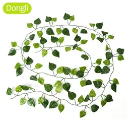 Party Decoration 240cm Green Silk Artificial Hanging Ivy Leaf Garland Plants Vine Grape Leaves 1Pcs Home Bathroom Garden Decor 230522