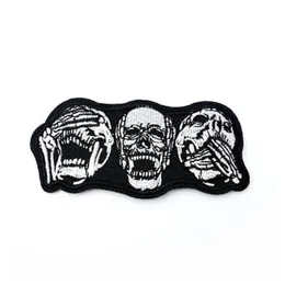 SKULL Size:4.2X9.5cm Cloth Patch Badge Embroidered Cute Badges Hippie Iron On Kids Cartoon Patches For Clothes Stickers Laugh