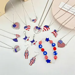 Pendant Necklaces Labor Day USA Flag Amulet Pendant July 4th Independence Day Bracelet DIY Jewelry Making Patriotic Decoration G220522
