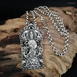 Ketten Reine 999 Fuß Silber Maitreya Buddha Anhänger Retro Nationalen Stil Männer Und Frauen Mode Einfache Sterling Pullover Kette