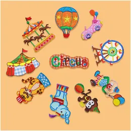 Sewing Notions Tools Funny Circus Embroiderdes Cute Colorf Pattern Iron On Clothing Hippie Appliques Badge For Backpack Jeans Drop Dhyfu