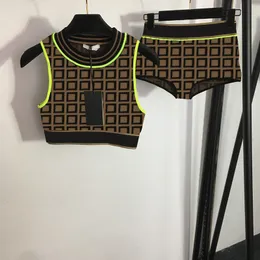 Mode Jacquard Vest Shorts Womens Plus Size Tracksuits Knit Tee Briefs Set ärmlös Sexig thongdräktuppsättningar