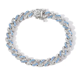 Bangle 9MM Blue Cuban Miami Link Bracelets Bling 5A Zircon Bracelet Fashion Rock Hip Hop Jewelry For Men Women