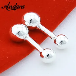 Silver Round Ball Shirt Manschettknappar 925 Silverfärg Cufflink Fashion Jewelry Women Man Gift