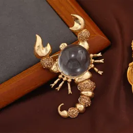 Pinos broches shmik estilo barroco feminino retro grande geléia resina pedra escorpião pino de broche casual unisex couling acessórios de casaco jóias g220523