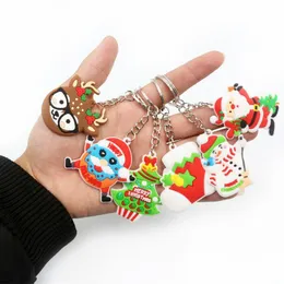 Keychains Bedanyards Christmas Keychain Pingente Santa Snowman Elk Cartoon PVC PVC Chave -chave Chave Drop Deliver