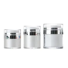 포장 병 Pearl White Acrylic Airless Jar Cream Bottle Sier Collar 15G 30G 50G Cosmetic Vacuum Lotion Jars Drop Deli Dhjij