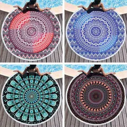 Tapestries Mandala Round Tapestry Summer Beach Handduk Bikini Shawl Picnic Throw Rug Filt Tassel Böhmen Mattor Yoga Mat Home Decor Textil