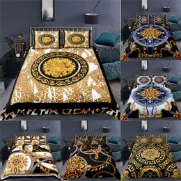 Set di biancheria da letto Luxury 3D Golden Baroque style Print 23Pcs Set di biancheria da letto per bambini Comodo copripiumino Federa Tessili per la casa Queen e King Size 230522